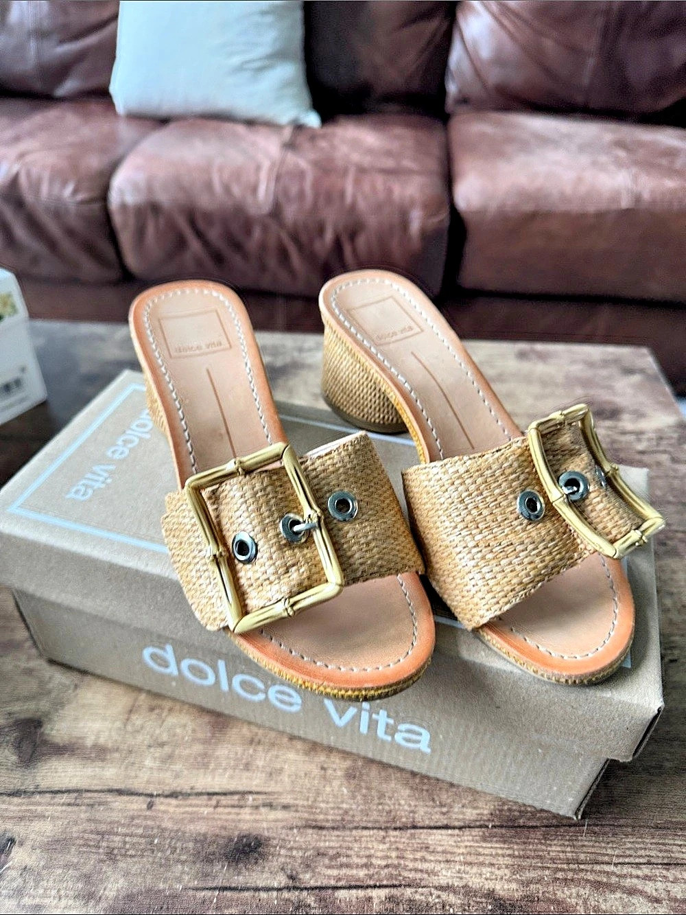 Dolce Vita Lucey Slide Heel Woven Buckle Sandals US 6W